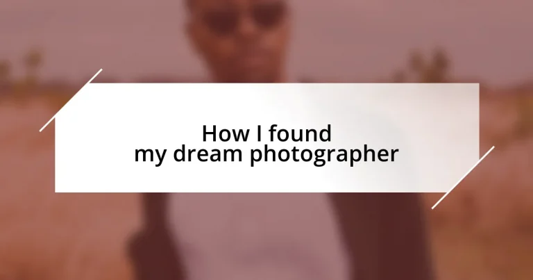 How I found my dream photographer