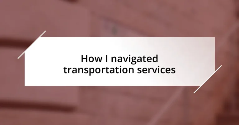 How I navigated transportation services