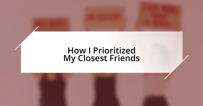 How I Prioritized My Closest Friends