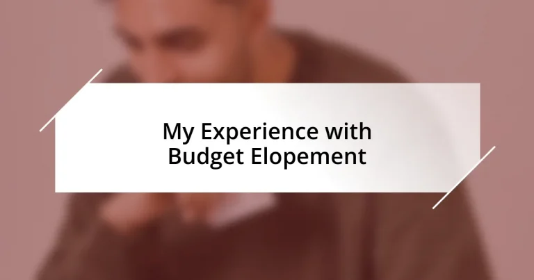 My Experience with Budget Elopement