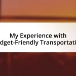 My Experience with Budget-Friendly Transportation