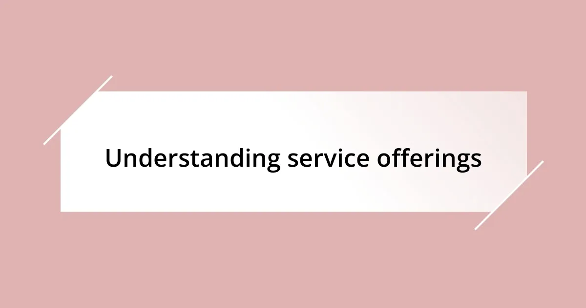 Understanding service offerings