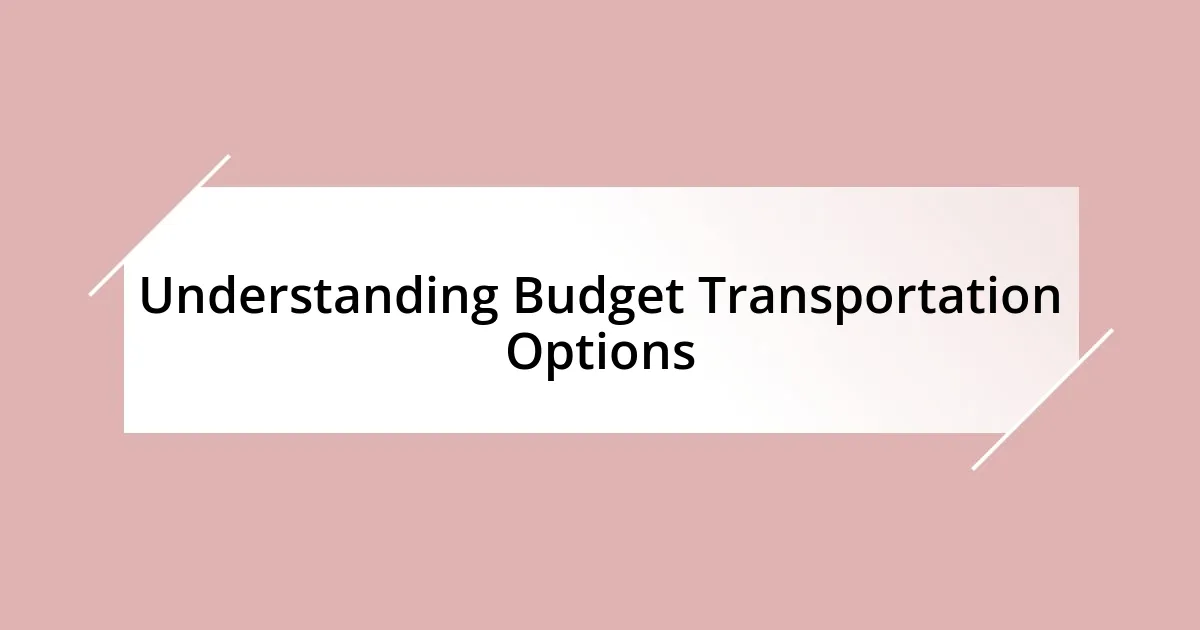 Understanding Budget Transportation Options