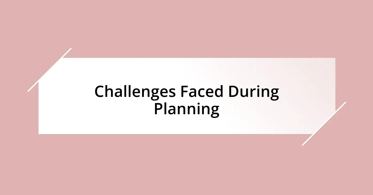 Challenges Faced During Planning