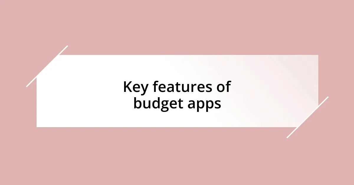 Key features of budget apps