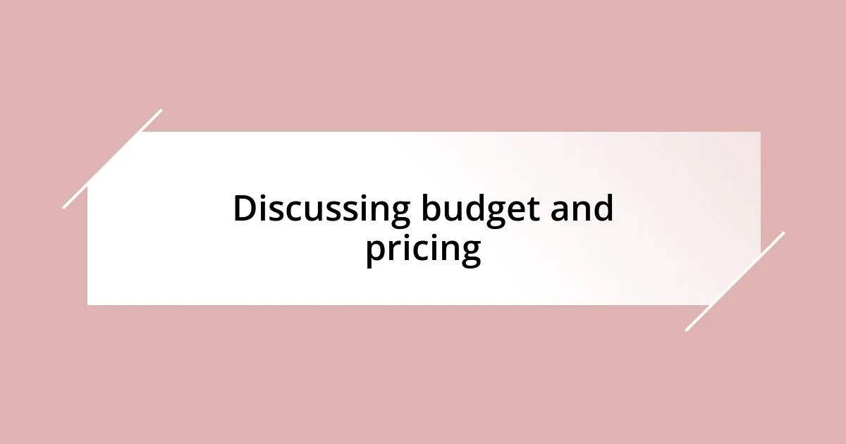 Discussing budget and pricing