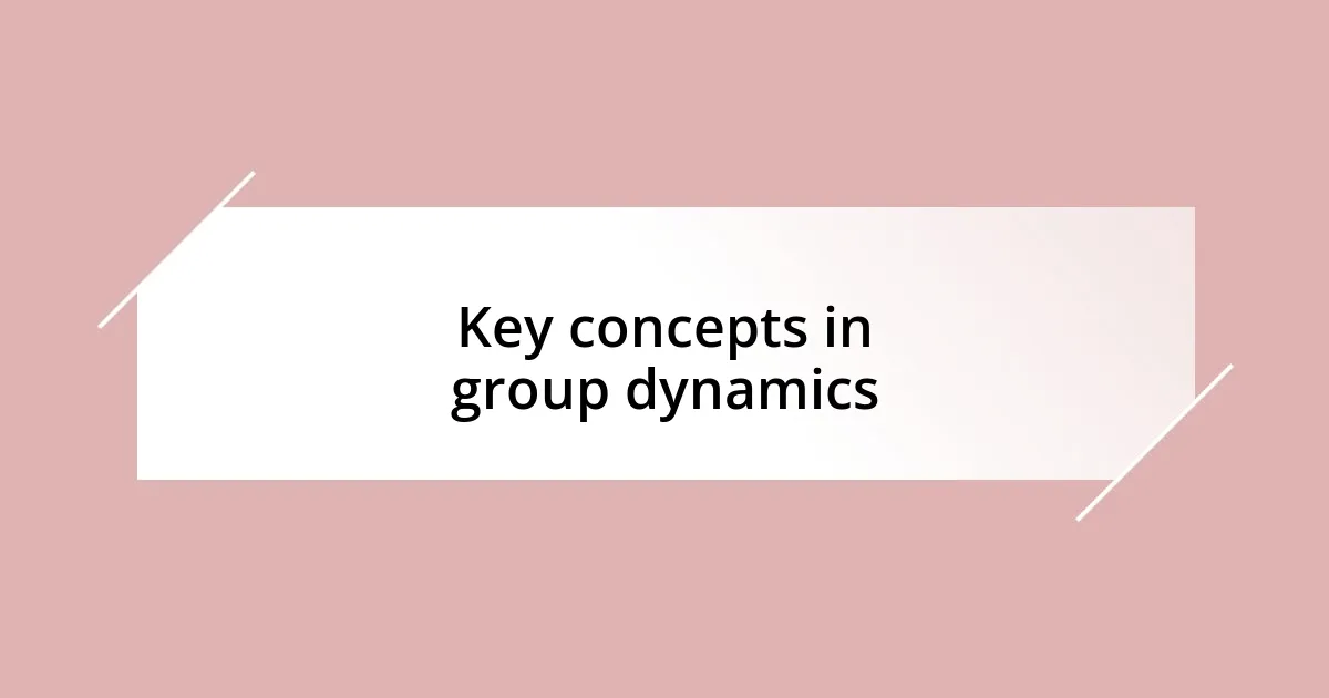 Key concepts in group dynamics